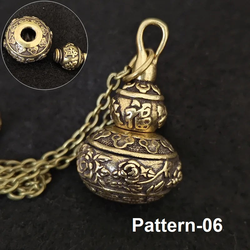 Engraved brass memorial pendant featuring intricate vintage craftsmanship