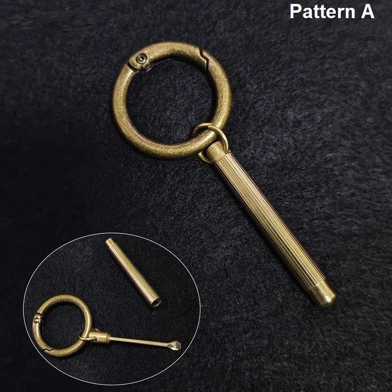 Pattern A brass tube keychain with antique bronze finish