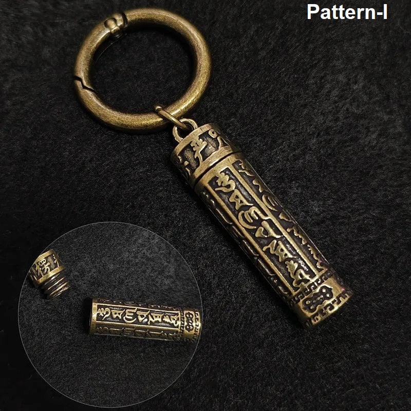 Pattern I scripture pendant brass keychain