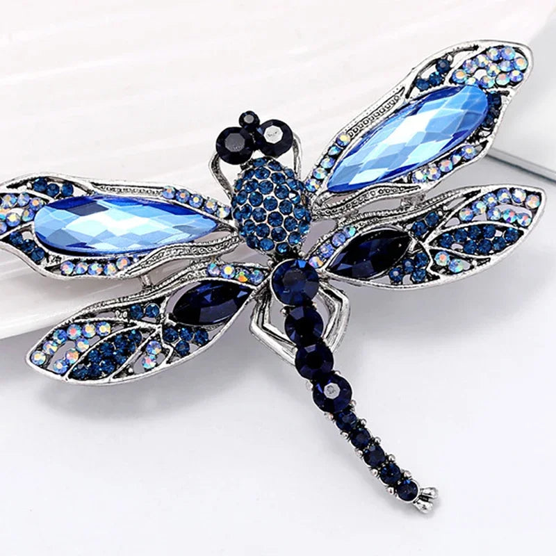 blue crystal dragonfly brooch
