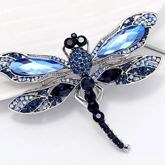 blue crystal dragonfly brooch