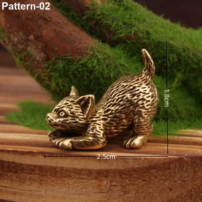 Cute brass cat ornament for office desk display