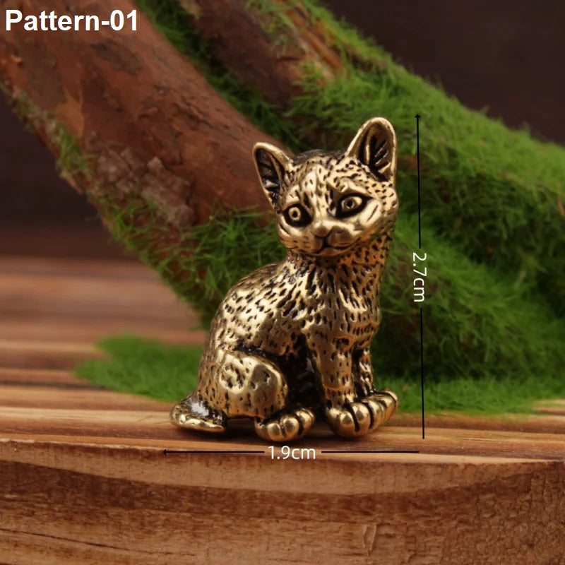 Small solid brass cat collectible figurine