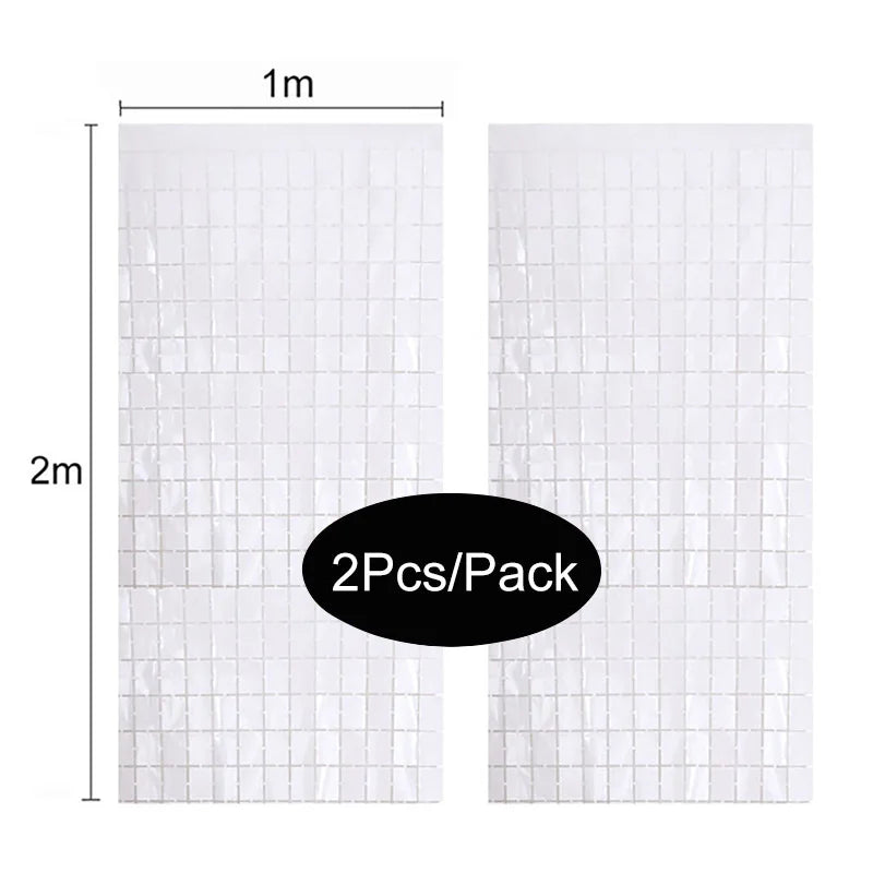 white 2PCS square mirror sequin backdrop curtain 1m x 2m reflective party decoration panel for wedding birthday photo booth and event backdrop