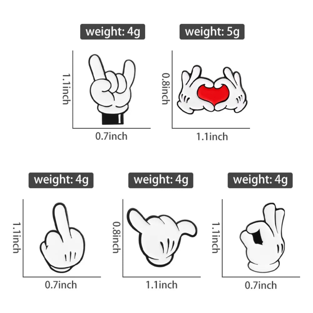 Love you finger gesture pin with size and weight details
