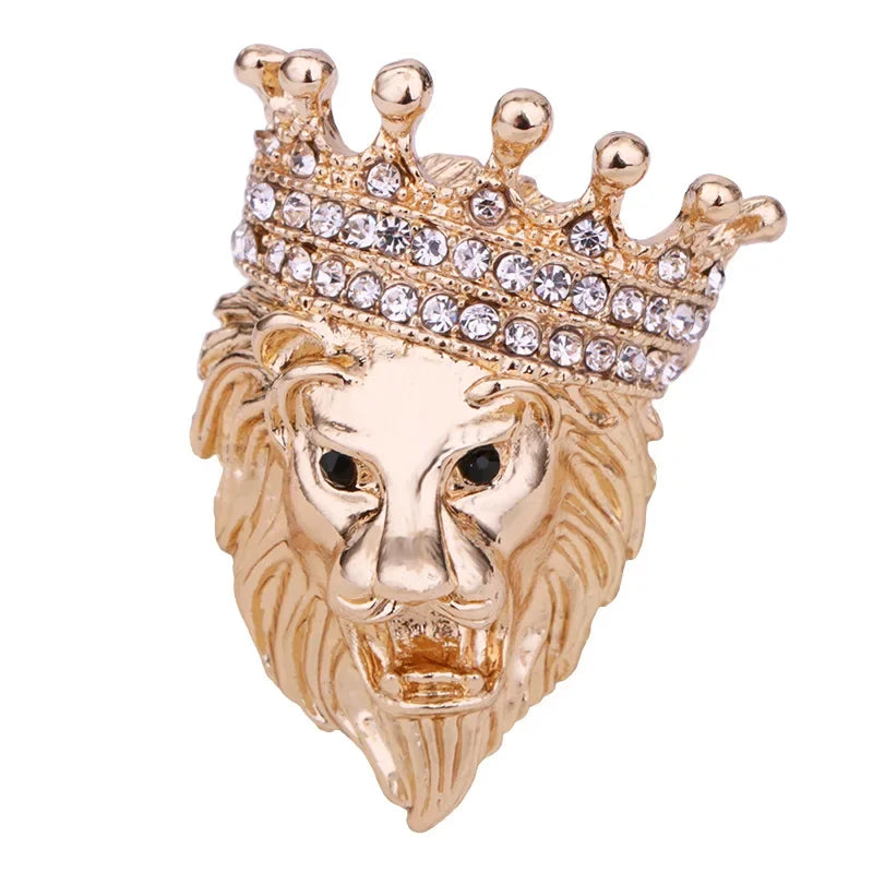 Rose gold lion head brooch premium fashion jewelry animal design pin