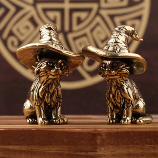 Vintage wizard lion figurines with antique brass finish decorative collectible statues for home decor