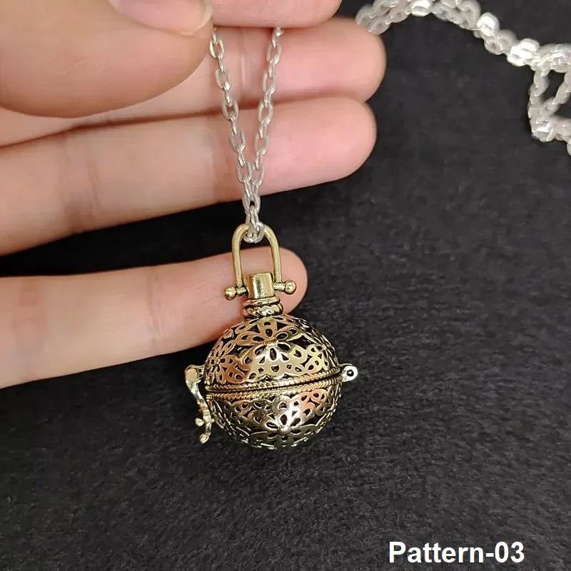 Vintage brass aromatherapy locket pendant for essential oils and keepsakes