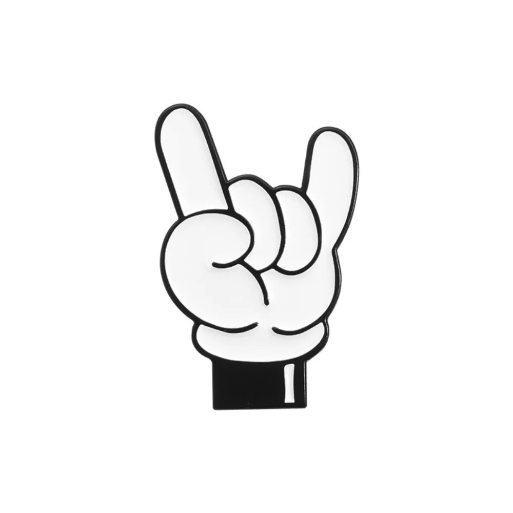 Hand making a rock-on gesture on a white background