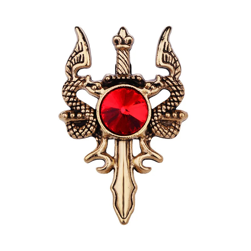 Complete vintage dragon brooch product view on white background