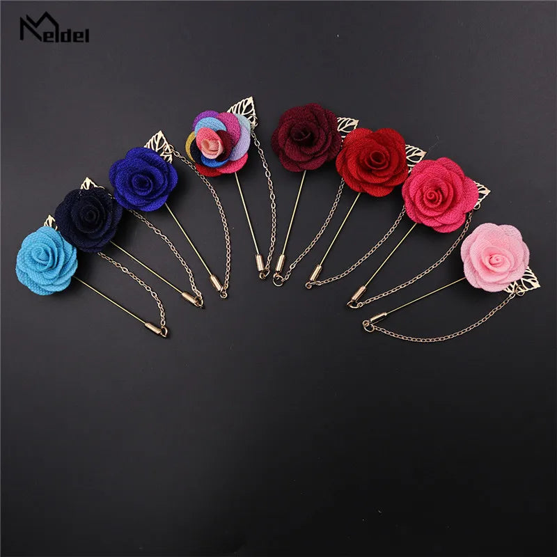 Rose flower brooch set in multiple colors including red pink gold and silver elegant floral fashion lapel pins collection