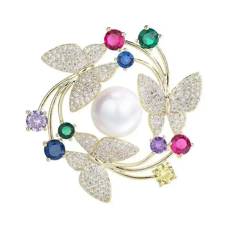 Pearl and multicolored gemstone jewelry piece elegant luxury fashion accessory on white background
