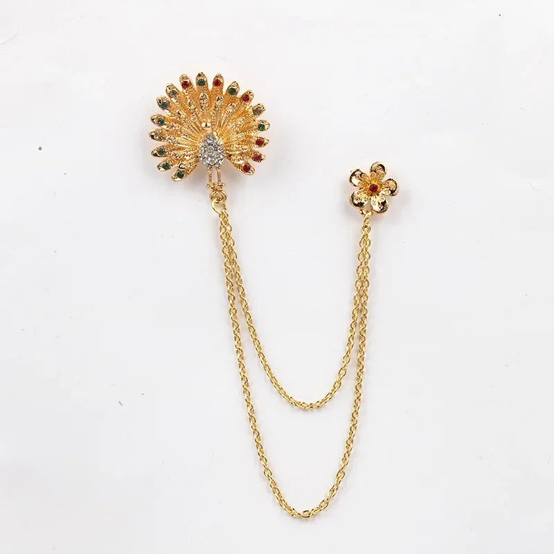 Gold earrings with chain elegant fashion jewelry accessory on white background