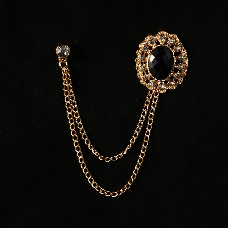 Decorative chain brooch luxury fashion accessory on black background