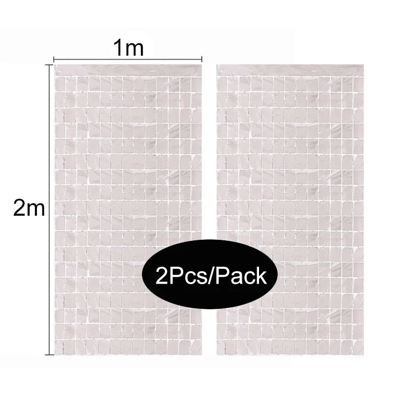 white 2PCS square mirror sequin backdrop curtain 1m x 2m reflective party decoration panel for wedding birthday photo booth and event backdrop