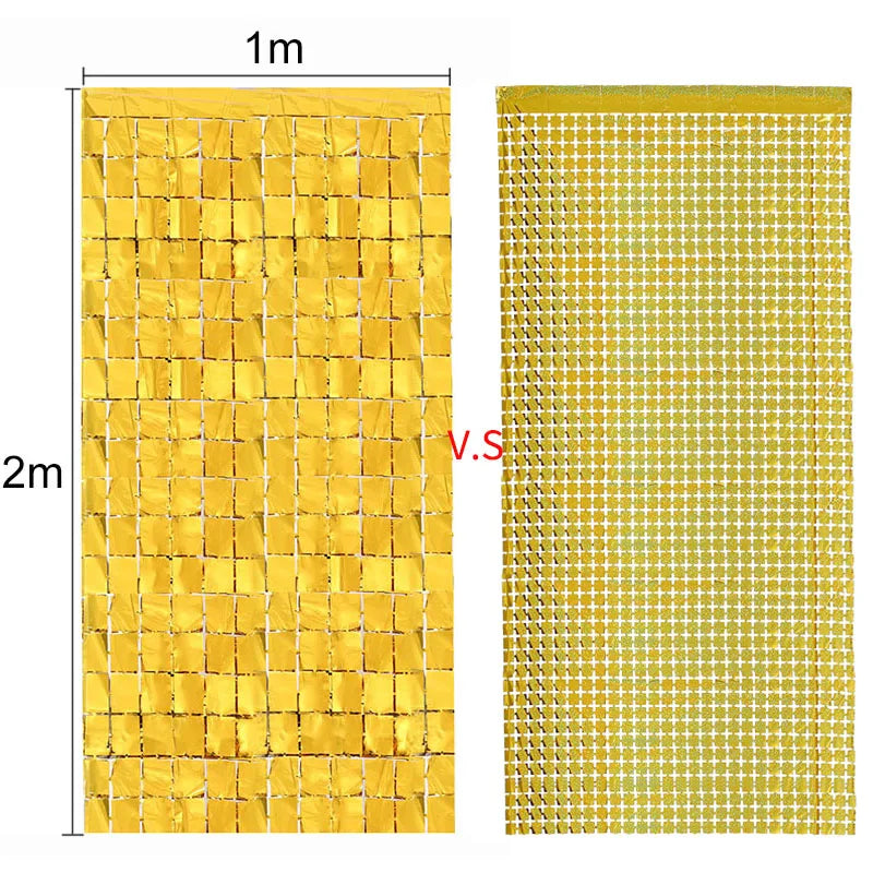 gold 2PCS square mirror sequin backdrop curtain 1m x 2m reflective party decoration panel for wedding birthday photo booth and event backdrop