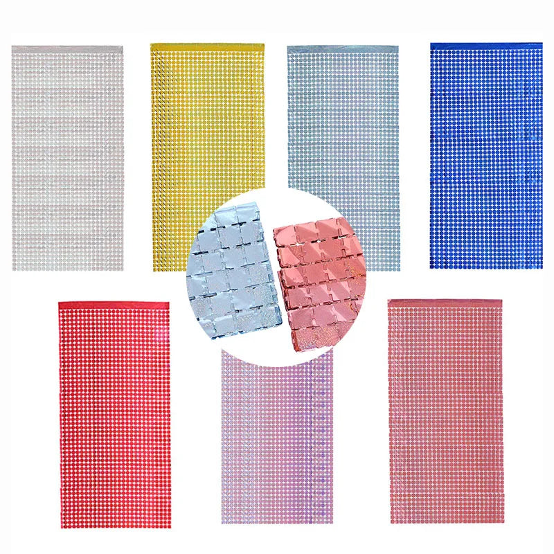 multi color  square mirror sequin backdrop curtain 1m x 2m reflective party decoration panel for wedding birthday photo booth and event backdrop