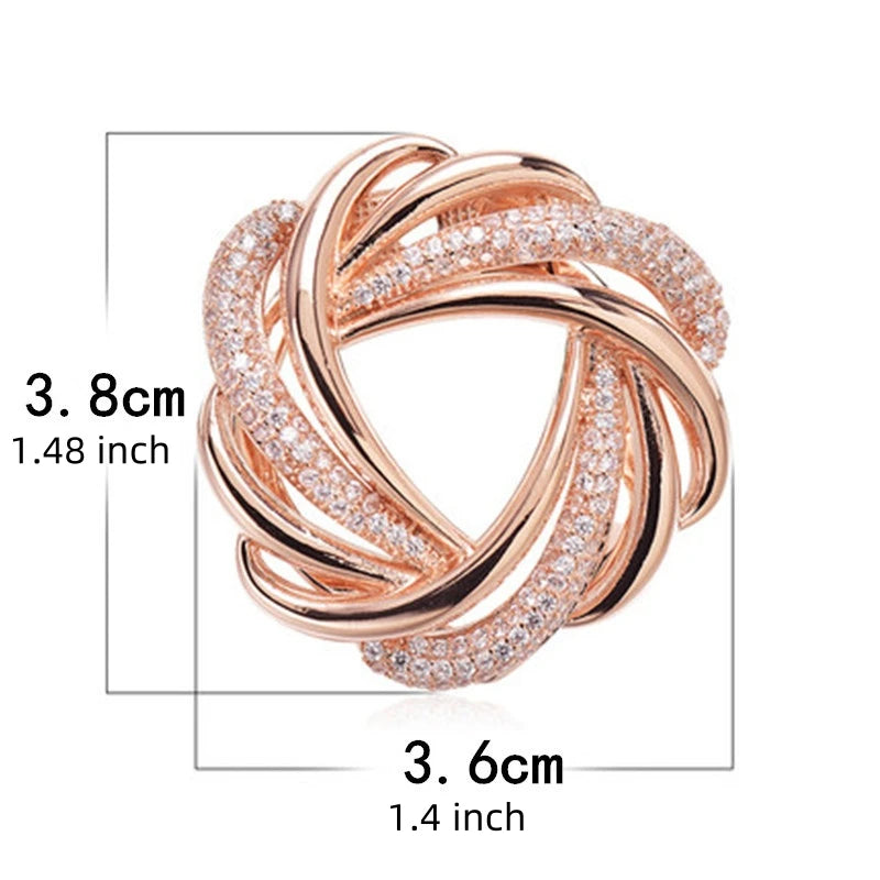 Rose gold ring with diamond accents and measurements on a white background