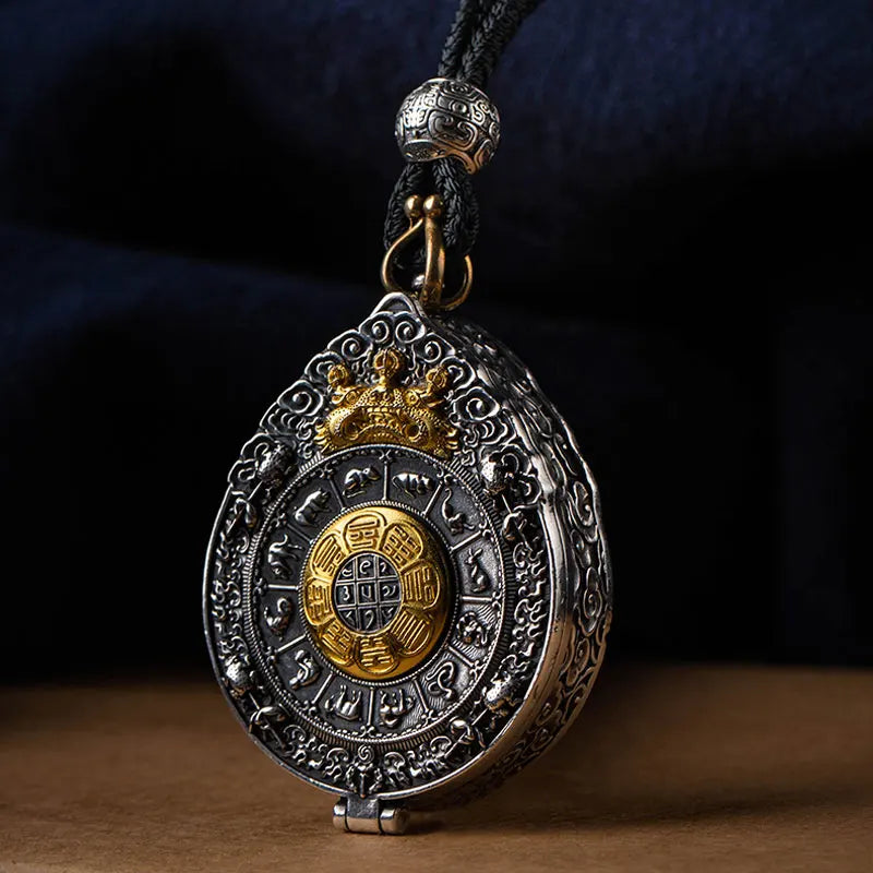 Antique Tibetan style Buddhist amulet pendant necklace