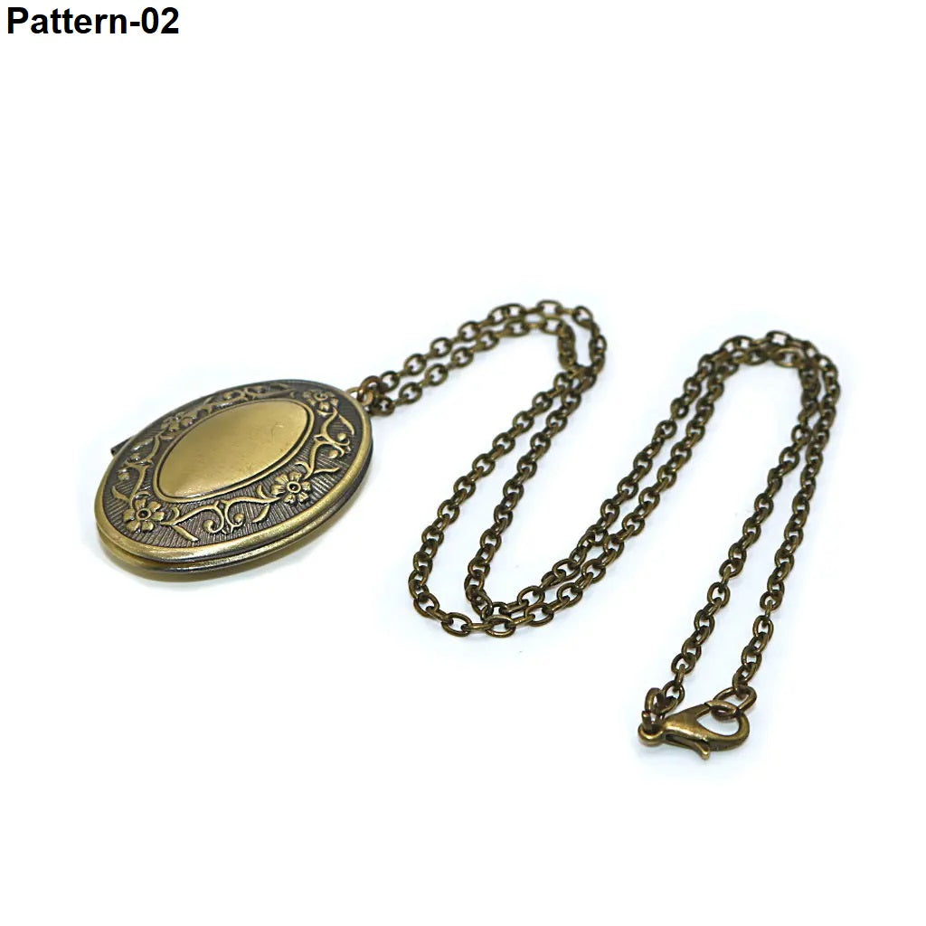 Antique-style book necklace with hidden photo compartment