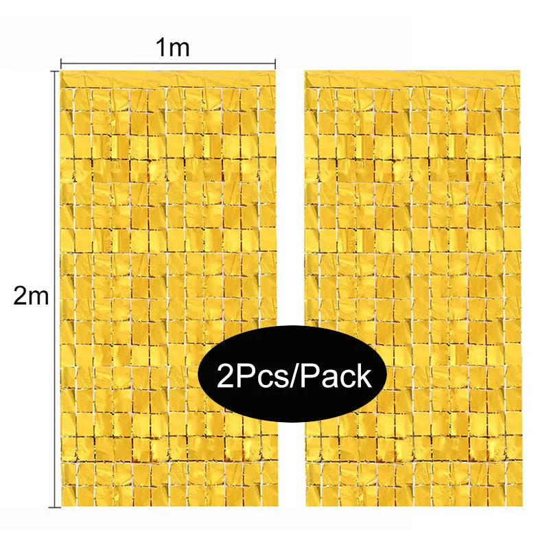 gold 2PCS square mirror sequin backdrop curtain 1m x 2m reflective party decoration panel for wedding birthday photo booth and event backdrop