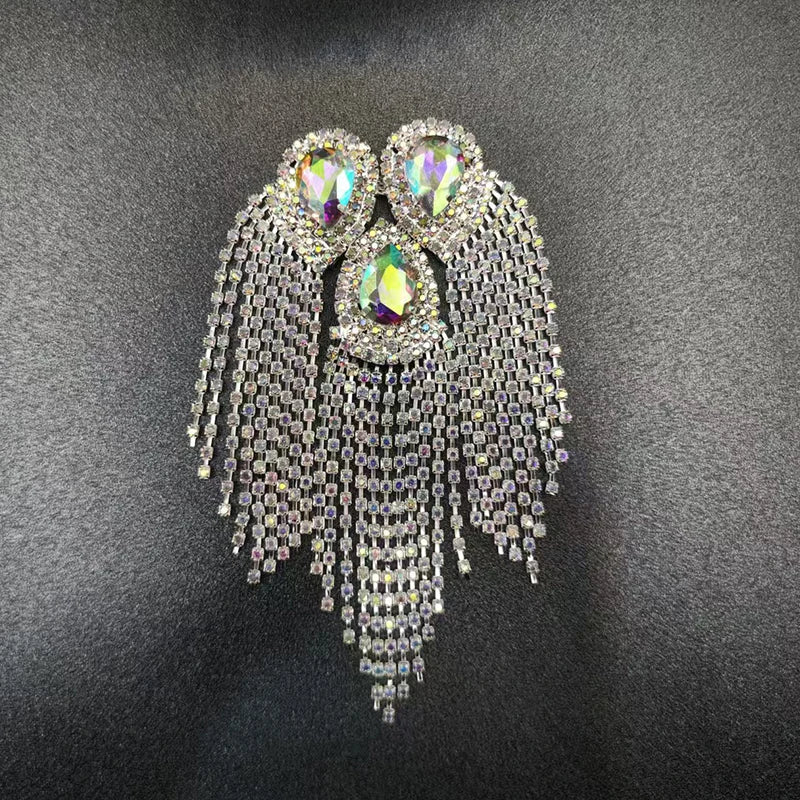 Premium crystal tassel jewelry pin with luxury metallic finish