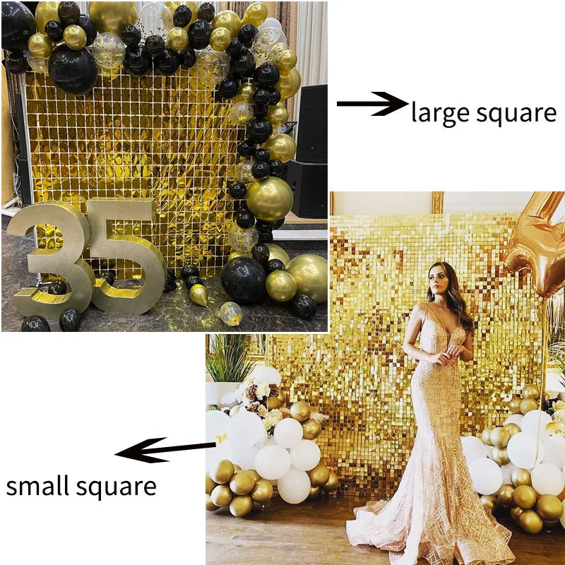 square mirror sequin backdrop curtain set  