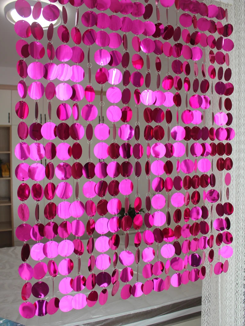Pink and purple circular sequin curtain