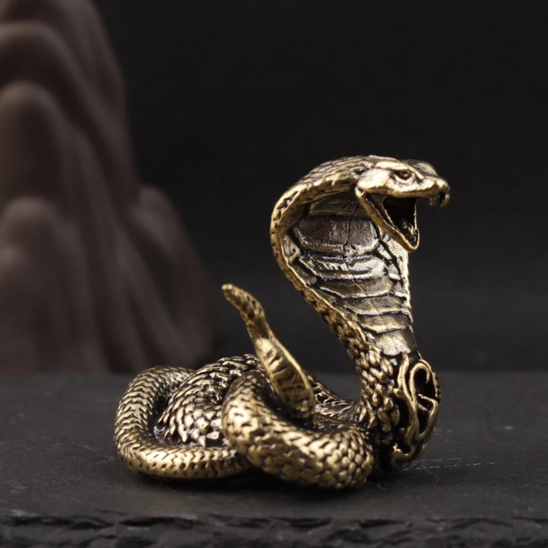 Solid brass mini snake figurine for home and desk decor