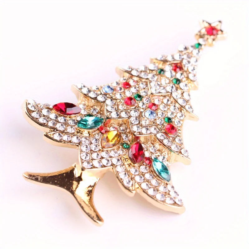 Premium festive brooch with sparkling gemstone detailing on white background