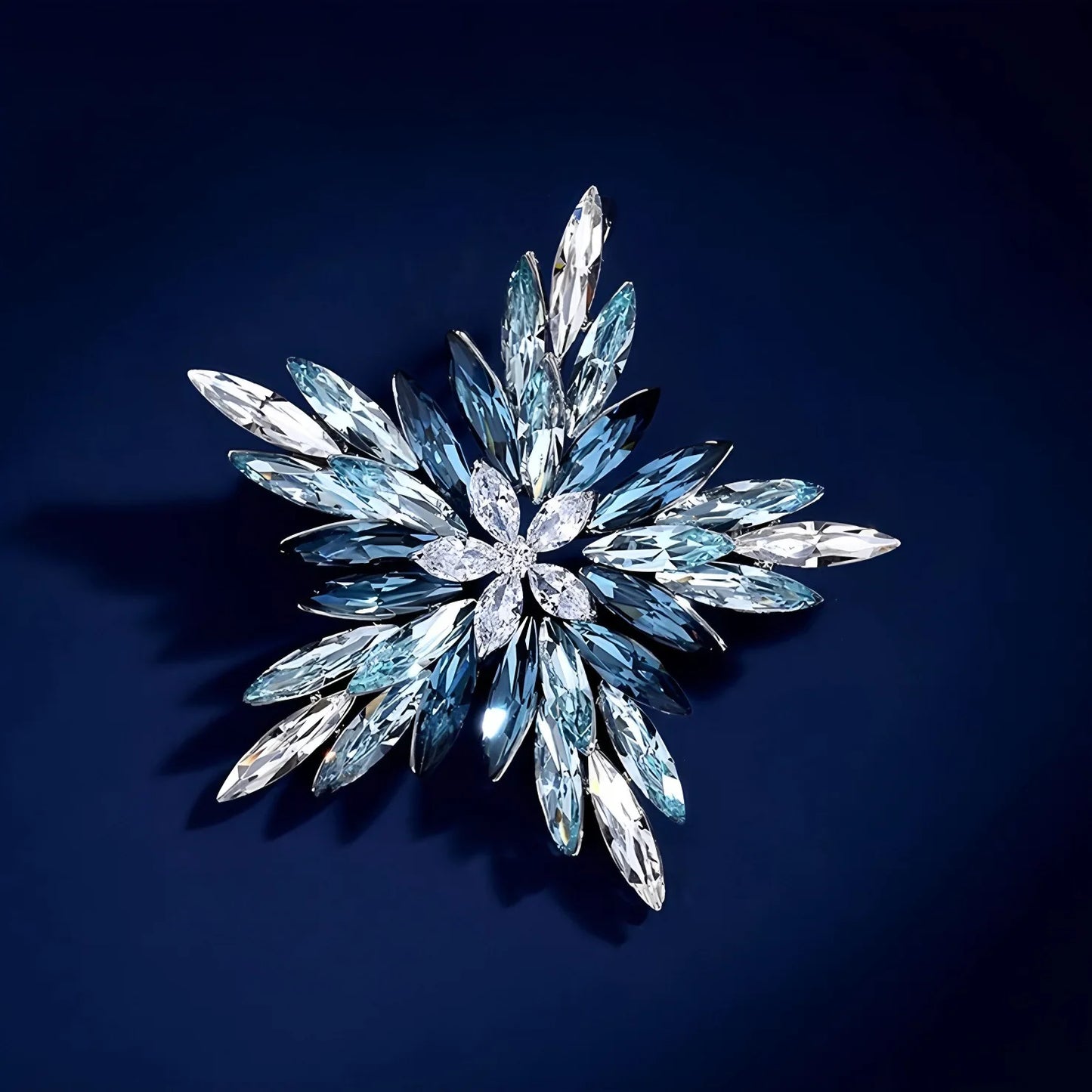 Elegant snowflake crystal ornament with clear gemstone detailing