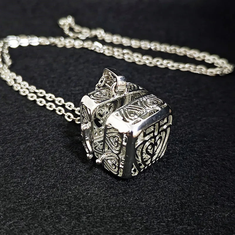Vintage brass hollow ball pendant necklace with antique bronze chain
