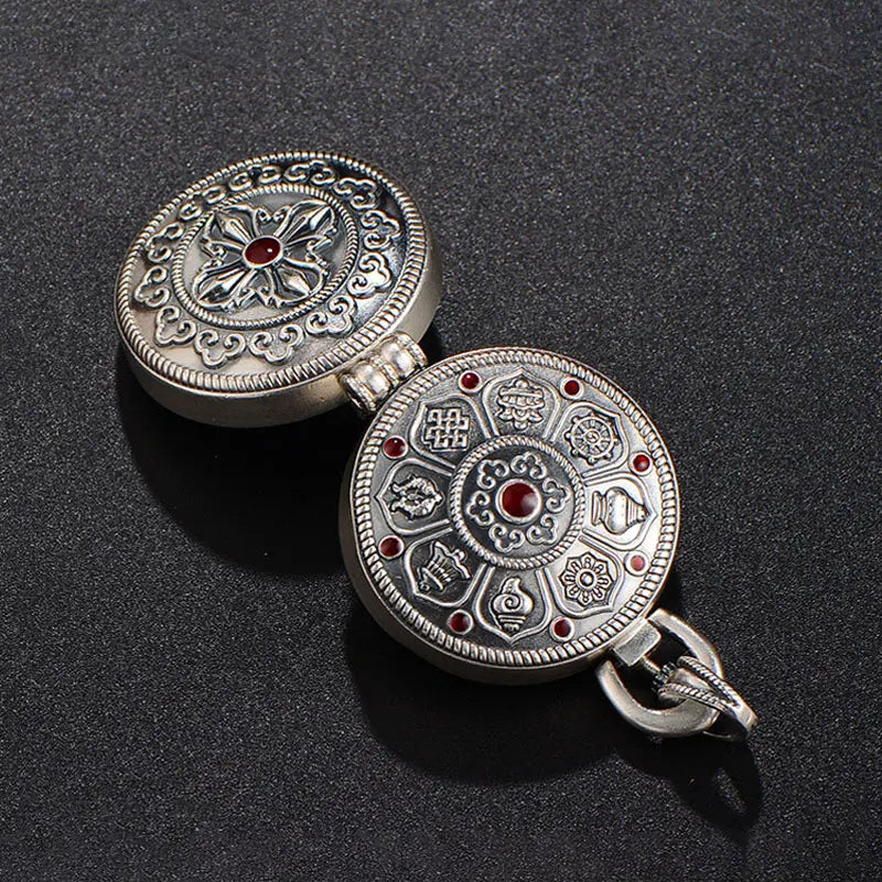 Vintage memory box pendant in antique silver finish