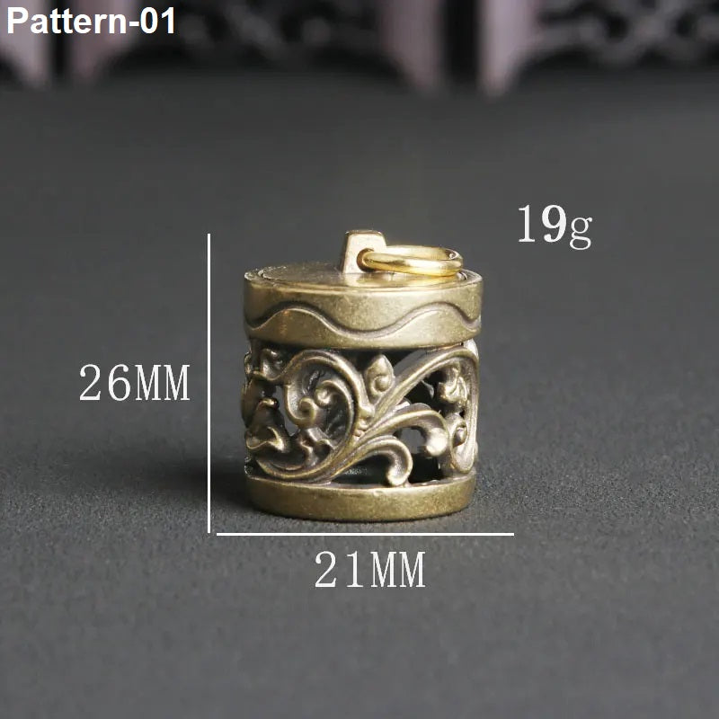 Vintage brass openable pendant box size guide showing 26 mm height, 27 mm width and approximate 20 g weight