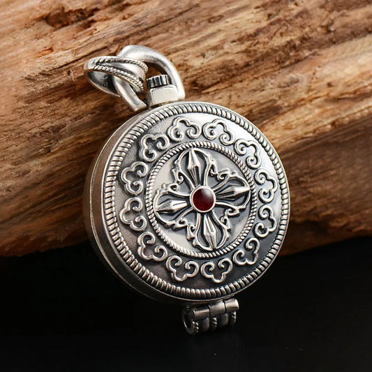Vintage photo locket pendant necklace with openable memory box